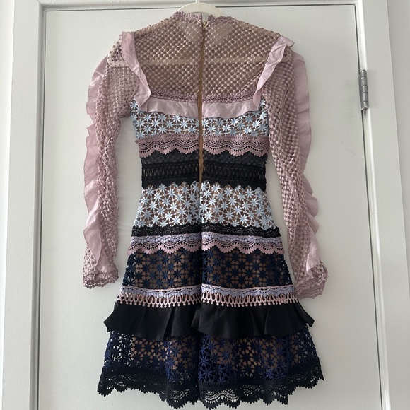 Self Portrait Bellis Lace Trim Dress With Frilled Sleeves - Picture 6 of 9